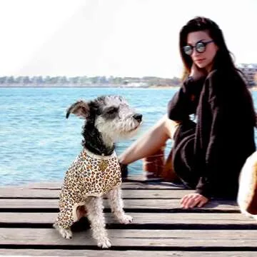 TONY HOBY Dog Pajamas, Dog Jumpsuits, 4 Legged Dog Pajamas for Spring, Summer and Autumn, Pet Clothes for Small Medium Dog (White, Leopard M)