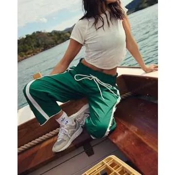 Anoumcy Womens Casual Pants Loose Fit High Waisted Travel Work Sweatpants with Pockets GreenM