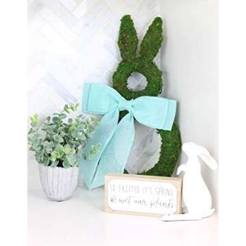 AuldHome Design Easter Spring Moss Wreath Base, Bunny Rabbit Shape Door Decor