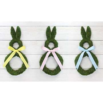 AuldHome Design Easter Spring Moss Wreath Base, Bunny Rabbit Shape Door Decor