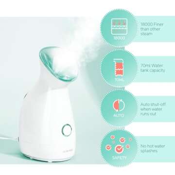 Colorfarm Facial Steamer Nano Ionic: Portable Face Steamer Deep Cleaning Unclogs Pores - Humidifier Hot Mist Steam Home Sauna Spa for Women Men Sinuses Moisturizing