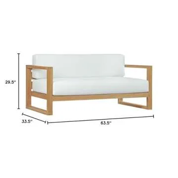 Modway Upland Teak Outdoor Sofa with Machine Washable Cushions