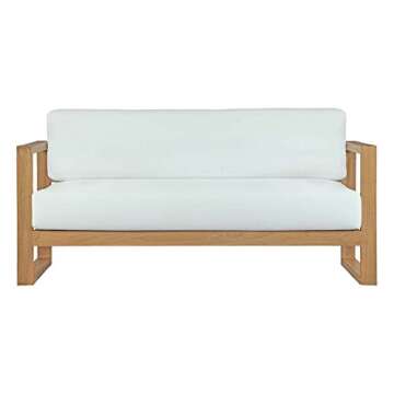 Modway Upland Teak Outdoor Sofa with Machine Washable Cushions