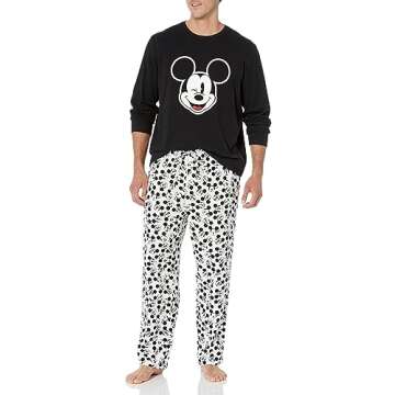 Amazon Essentials Disney | Marvel | Star Wars Men's Flannel Pajama Sleep Sets, Mickey Moods - Mens Flannel, X-Large