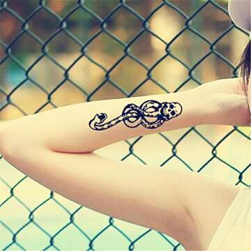 COKOHAPPY 10 Sheets Magic Death Eaters Dark Mark Mamba Snake Temporary Tattoo for Costume Party