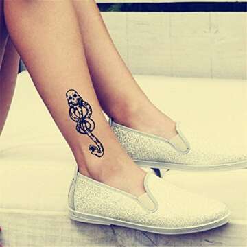 COKOHAPPY 10 Sheets Magic Death Eaters Dark Mark Mamba Snake Temporary Tattoo for Costume Party
