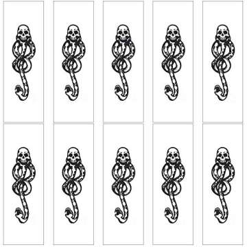 COKOHAPPY 10 Sheets Magic Death Eaters Dark Mark Mamba Snake Temporary Tattoo for Costume Party