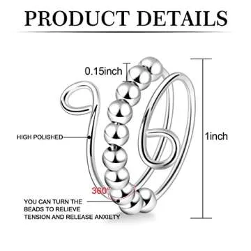 ONESING 4 Pcs Anxiety Ring for Women to My Daughter Gift Fidget Rings with Beads Stacking Spinner Rings Anxiety Stress Relieving Anxiety Rings for Women