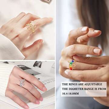 ONESING 4 Pcs Anxiety Ring for Women to My Daughter Gift Fidget Rings with Beads Stacking Spinner Rings Anxiety Stress Relieving Anxiety Rings for Women
