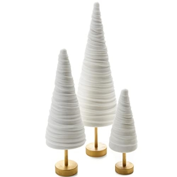 Light Ivory Velvet Pedestal Trees Set for Elegant Decor