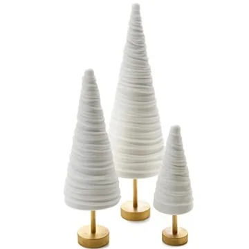 Light Ivory Velvet Pedestal Trees Set for Elegant Decor