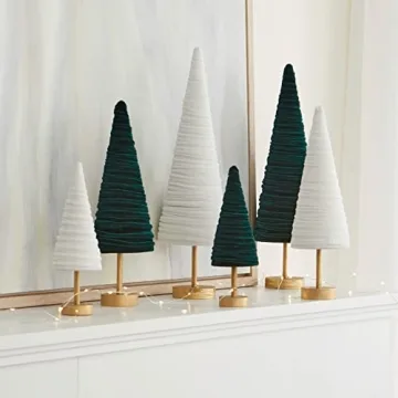 Light Ivory Velvet Pedestal Trees Set for Elegant Decor