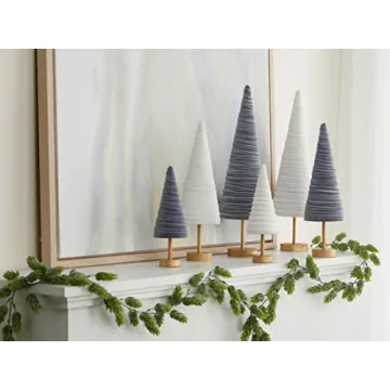 Light Ivory Velvet Pedestal Trees Set for Elegant Decor