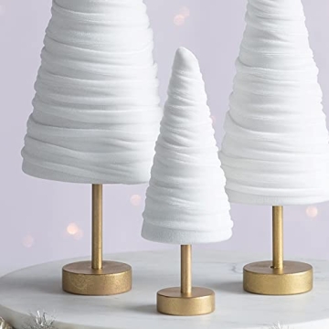 Light Ivory Velvet Pedestal Trees Set for Elegant Decor