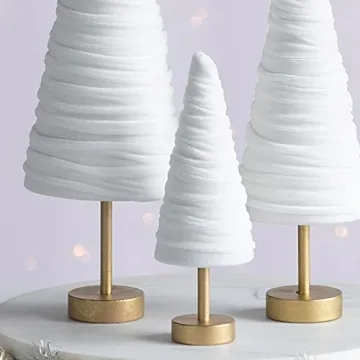 Light Ivory Velvet Pedestal Trees Set for Elegant Decor