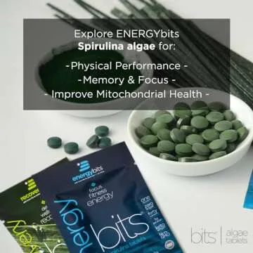 ENERGYBITS - Organic Spirulina Tablets - Plant-Based Algae Superfood - for Focus, Fitness, Energy - Plant Protein - Gluten Free - Collagen, Vitamin B12, Omega 3 - Keto & Vegan - 360 Algae Tablets