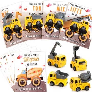 Thigreact Valentine Cards for Kids - 24 Fun Vehicle Gifts