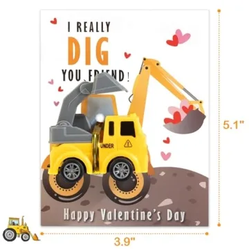 Thigreact Valentine Cards for Kids - 24 Fun Vehicle Gifts