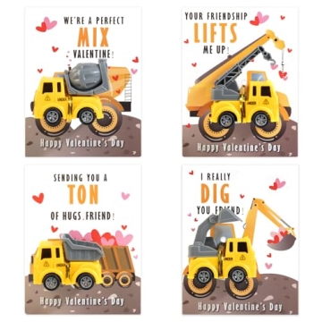 Thigreact Valentine Cards for Kids - 24 Fun Vehicle Gifts