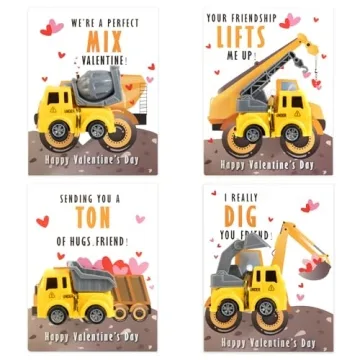 Thigreact Valentine Cards for Kids - 24 Fun Vehicle Gifts