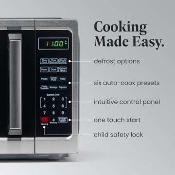 Farberware Countertop Microwave 900 Watts, 0.9 Cu. Ft. - Microwave Oven With LED Lighting and Child Lock - Perfect for Apartments and Dorms - Easy Clean Stainless Steel