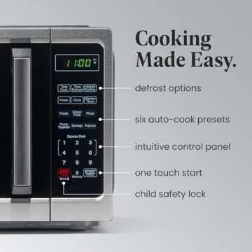 Farberware Countertop Microwave 900 Watts, 0.9 Cu. Ft. - Microwave Oven With LED Lighting and Child Lock - Perfect for Apartments and Dorms - Easy Clean Stainless Steel