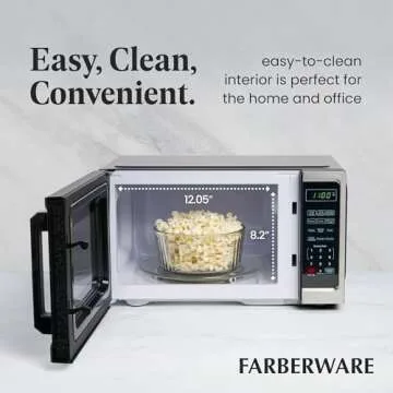 Farberware Countertop Microwave 900 Watts, 0.9 Cu. Ft. - Microwave Oven With LED Lighting and Child Lock - Perfect for Apartments and Dorms - Easy Clean Stainless Steel