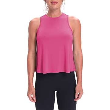 Mippo Workout Tank Tops for Women Athletic Gym Crop Tops Sleeveless Workout Shirts Activewear Running Clothes Fuchsia L