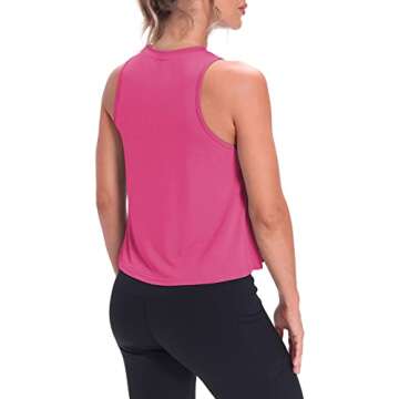 Mippo Workout Tank Tops for Women Athletic Gym Crop Tops Sleeveless Workout Shirts Activewear Running Clothes Fuchsia L