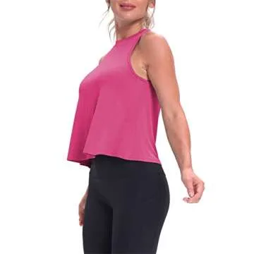 Mippo Workout Tank Tops for Women Athletic Gym Crop Tops Sleeveless Workout Shirts Activewear Running Clothes Fuchsia L