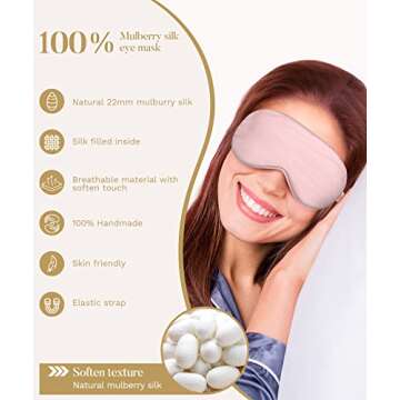 ennva Sleep Mask 100% 22 Momme Mulberry Silk for Sleeping,Soft Sleep Eye Mask for Women, Soft & Comfortable Sleeping Mask, Eye Covers for Sleeping, Travel Bag - Gift Package