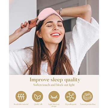 ennva Sleep Mask 100% 22 Momme Mulberry Silk for Sleeping,Soft Sleep Eye Mask for Women, Soft & Comfortable Sleeping Mask, Eye Covers for Sleeping, Travel Bag - Gift Package