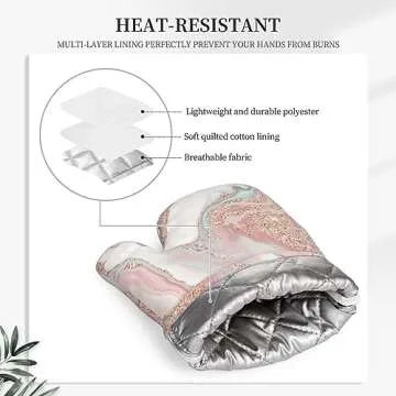 Stylish Rose Gold Oven Mitts and Pot Holder Set for Cooking