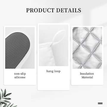 Rose Gold Glitter Coral Gray Pastel Marble Oven Mitts and Pot Holders Set Heat Resistant Non-Slip Silicone Mittens with Gloves and Hot Pads Potholders for BBQ Kitchen Baking Cooking, Quilted Liner