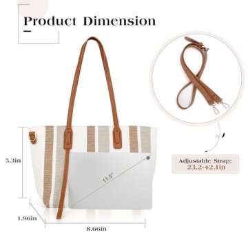 SUOSDEY Hobo Bag for Women Striped Tote Bag with Zipper Casual Crossbody Bags Shoulder Handbags Beach Picnic Travel Work