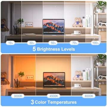 WILLED 5W Dimmable Mirror Lights,3 Colors Adjustable Makeup Light with 120 LED,2500mAh Rechargeable Under Cabinet Led,Stick on Touch Light,Magnetic Wall Light for Cabinet,Kitchen,Closet,Bedside,Desk