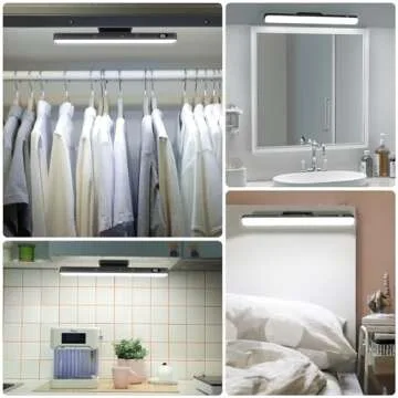 WILLED 5W Dimmable Mirror Lights,3 Colors Adjustable Makeup Light with 120 LED,2500mAh Rechargeable Under Cabinet Led,Stick on Touch Light,Magnetic Wall Light for Cabinet,Kitchen,Closet,Bedside,Desk