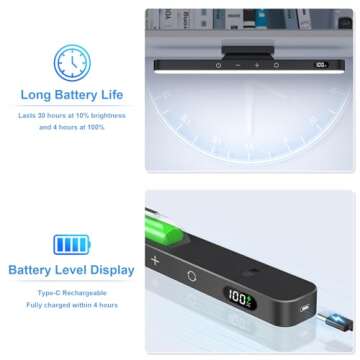 WILLED 5W Dimmable Mirror Lights,3 Colors Adjustable Makeup Light with 120 LED,2500mAh Rechargeable Under Cabinet Led,Stick on Touch Light,Magnetic Wall Light for Cabinet,Kitchen,Closet,Bedside,Desk