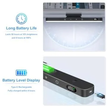 WILLED 5W Dimmable Mirror Lights,3 Colors Adjustable Makeup Light with 120 LED,2500mAh Rechargeable Under Cabinet Led,Stick on Touch Light,Magnetic Wall Light for Cabinet,Kitchen,Closet,Bedside,Desk