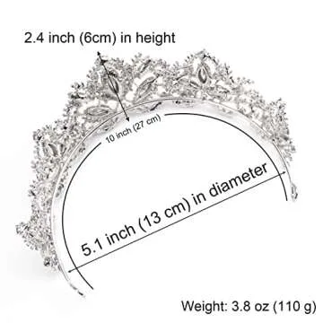 Exacoo Silver Rhinestone Tiara for Weddings and Proms