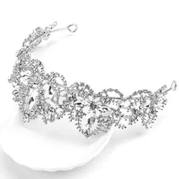 Exacoo Silver Rhinestone Tiara for Weddings and Proms