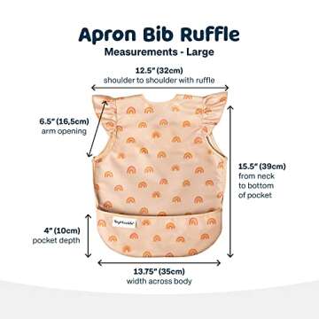 Tiny Twinkle Mess Proof Baby Bib - Waterproof Baby Apron - Machine Washable - PVC, BPA, & Phthalate Free - Great Travel Bib for Baby Eating - Baby Food Bibs (Boho Rainbow, Small 6-24 Months)