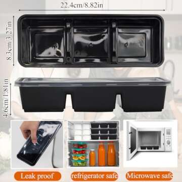 50 Pack 17 Oz Meal Prep Containers with 3 Compartments with lids,Disposable Plastic Bento Boxes Stac...