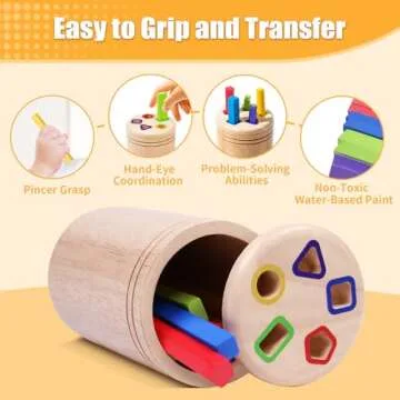 MTTIERY Montessori Wooden Stick Color Sorting Toys for 3 Year Old,Preschool Learning Activities Educational Fine Motor Matching Game,Birthday Gifts for Boys Girls