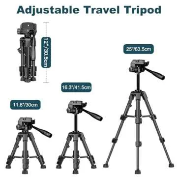 JOILCAN Mini Tripod for Camera, 25-inch Aluminum Tabletop Camera Tripod, Portable Travel Tripod with Tablet/Phone Holder, Phone Tripod for DSLR Cameras, Projectors, Spotting Scopes