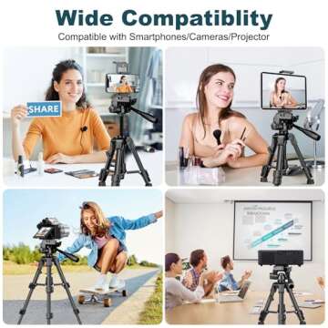 JOILCAN Mini Tripod for Camera, 25-inch Aluminum Tabletop Camera Tripod, Portable Travel Tripod with Tablet/Phone Holder, Phone Tripod for DSLR Cameras, Projectors, Spotting Scopes