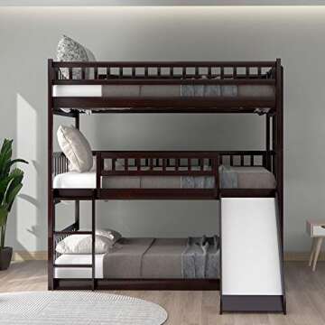 Triple Bunk Bed with Slide Perfect for Kids and Teens