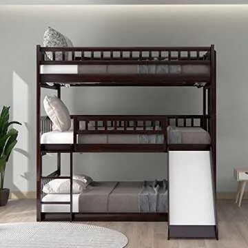 Triple Bunk Bed with Slide Perfect for Kids and Teens