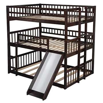 Triple Bunk Bed with Slide Perfect for Kids and Teens