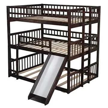Triple Bunk Bed with Slide Perfect for Kids and Teens